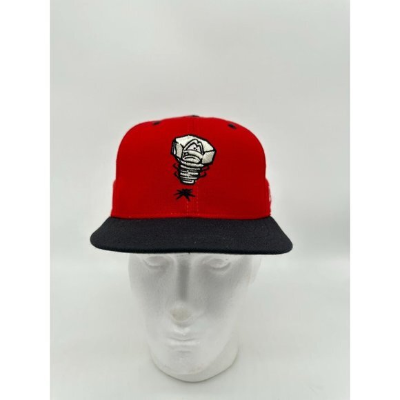 VTG New Era Hat Adult 7 5/8‎ Red Lancing Lugnuts MiLB Wool Baseball Cap Mens NEW - Picture 1 of 6
